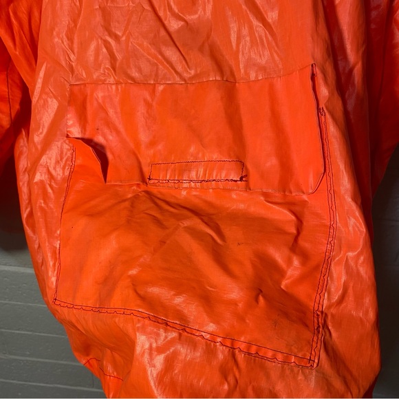 Handmade Windbreaker Jacket with Patches Neon Orange Pullover Pocket Hoodie - Picture 14 of 16